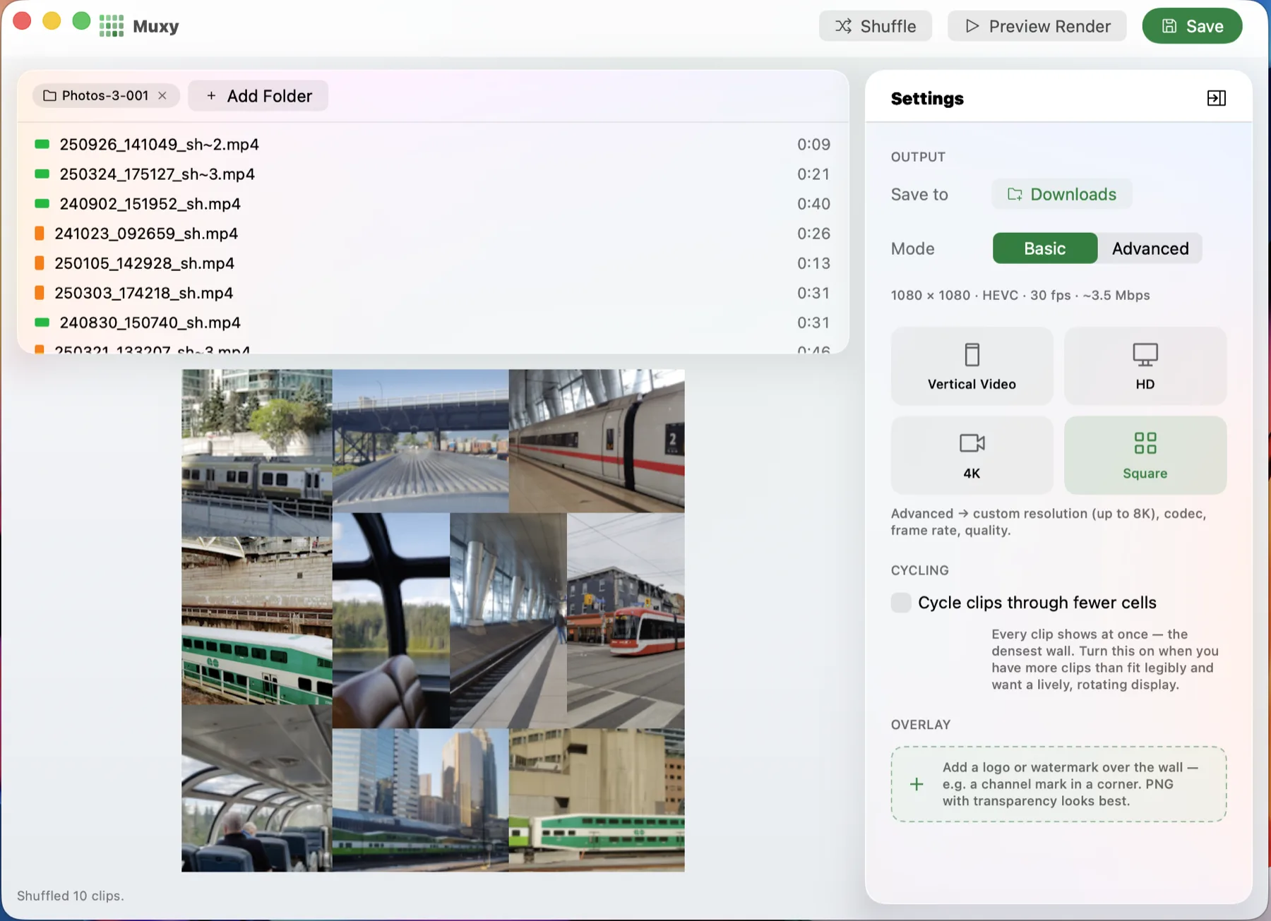 Muxy balancing clips across a 16:9 canvas